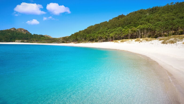 La plage de Rodas sur l'île de Cies en Espagne